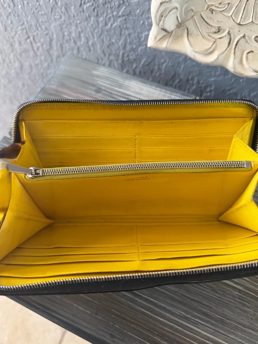 Celine Paris Large Zipped Continental Wallet Black Calfskin Zip-around Clutch